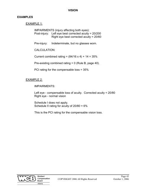 ALBERTA PERMANENT CLINICAL IMPAIRMENT GUIDE - Workers ...