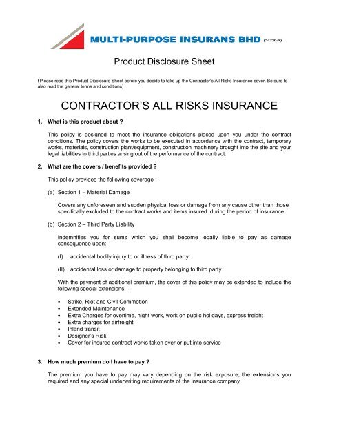 multi-purpose insurans bhd - Justin Henderson
