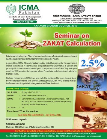 Seminar on Zakat Calculation - Institute of Cost and Management ...