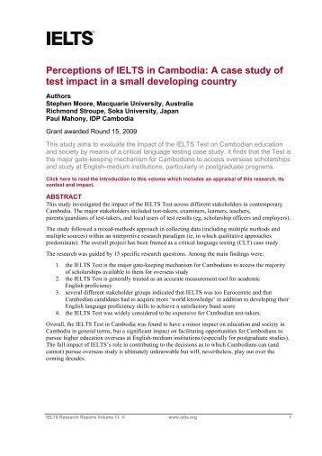 Perceptions of IELTS in Cambodia: A case study of test impact in a ...