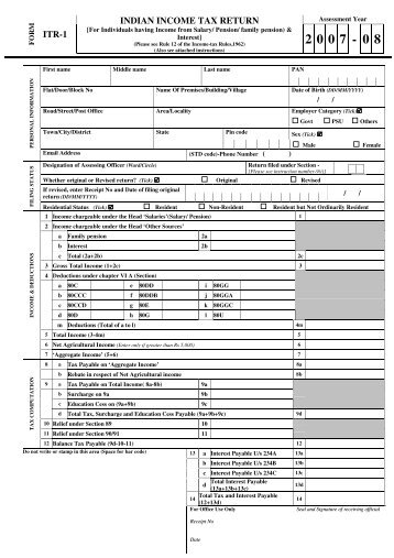 ITR-1 INDIAN INCOME TAX RETURN - Myiris.com