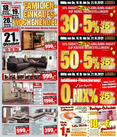 30% rabatt plus 5% jubiläums-rabatt auf möbel