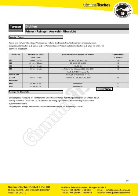Klebstoffe und Dichtstoffe - Gummi-Fischer