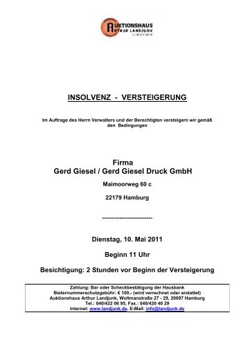 Katalog Gerd Giesel Internet - Auktionshaus Landjunk