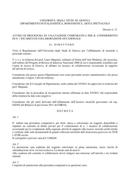 (UNIVERSIT\300 DEGLI STUDI DI GENOVA) - Diras - UniversitÃ  ...