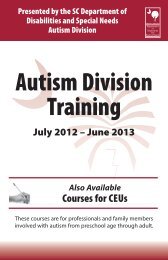 Autism Division Training - South Carolina Department of Disabilities ...
