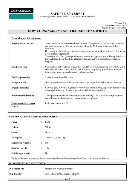 SAFETY DATA SHEET DOW CORNING(R) 796 NEUTRAL ... - Geocel