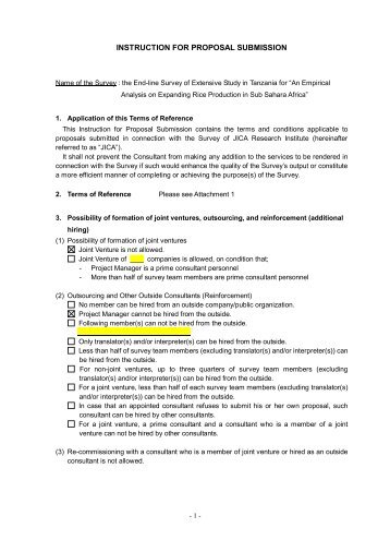 (1) Instruction for Proposal submission - JICA Research Institute