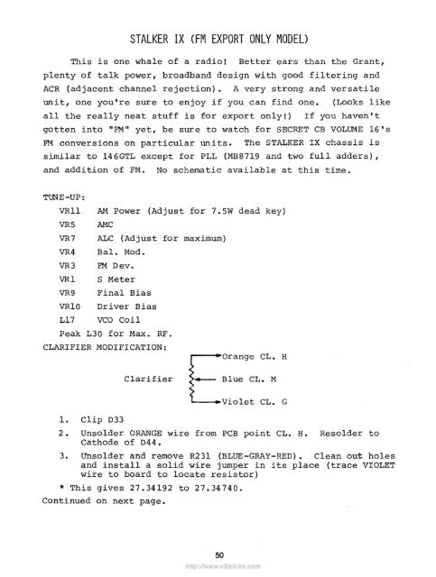 Stalker IX (FM Export Only Model) Frequency Expansion ... - CB Tricks