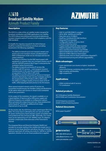 AZ410 Broadcast Satellite Modem - TBC Integration