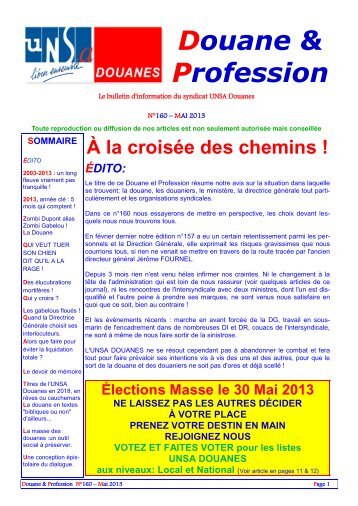 Douane & Profession NÂ°160 â Mai 2013 - UNSA Douanes