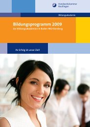Bildungsprogramm 2009 - Handwerkskammer Reutlingen