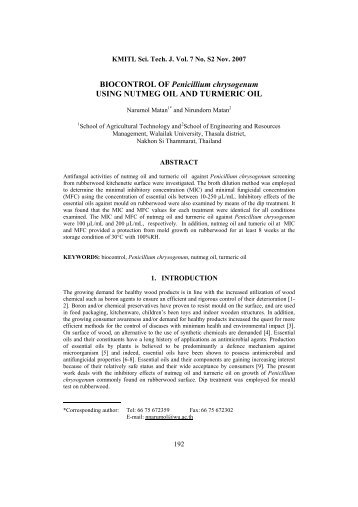 BIOCONTROL OF Penicillium chrysogenum USING ... - KMIT'L