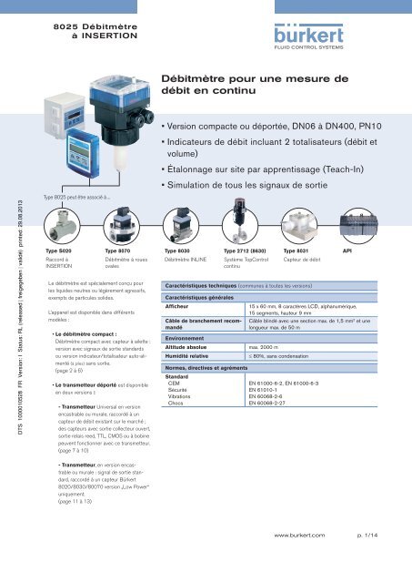 DÃ©bitmÃ¨tre pour une mesure de dÃ©bit en continu - BÃ¼rkert Fluid ...