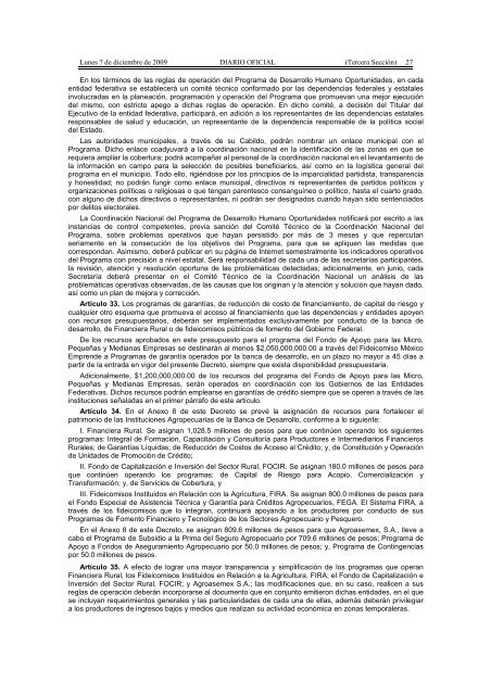 Presupuesto de Egresos de la Federación para el Ejercicio Fiscal ...