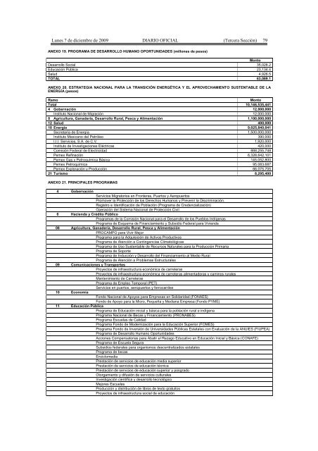 Presupuesto de Egresos de la Federación para el Ejercicio Fiscal ...