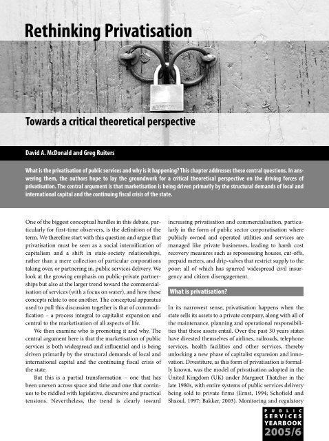 Rethinking Privatization Towards a Critical Theoretical Perspective