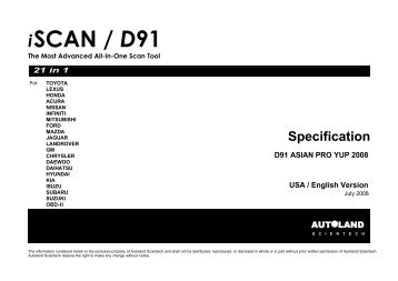 iSCAN / D91 Specification - OEMTools.com