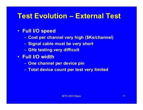Test During Burn-in Evolution - BiTS Workshop