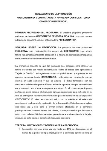 Descuento compra tarjeta aprobada Solicitud en ... - Credomatic