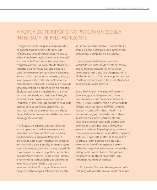 PERCURSOS DA EDUCAÃÃ£O INTEGRAL