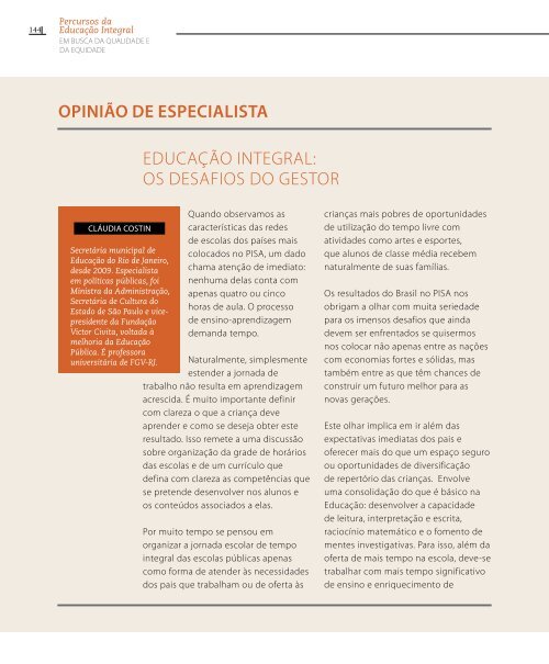 PERCURSOS DA EDUCAÃÃ£O INTEGRAL