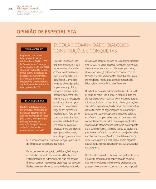 PERCURSOS DA EDUCAÃÃ£O INTEGRAL