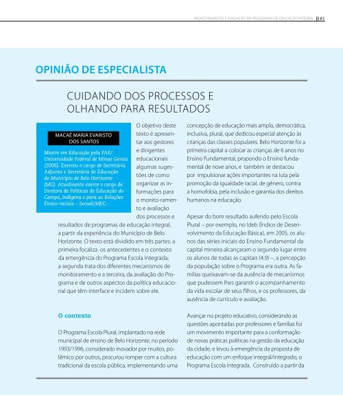 PERCURSOS DA EDUCAÃÃ£O INTEGRAL