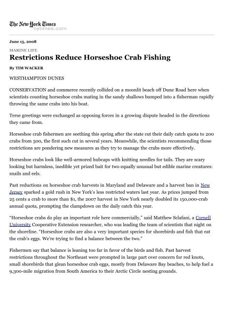 Restrictions Reduce Horseshoe Crab Fishing - The Horseshoe Crab