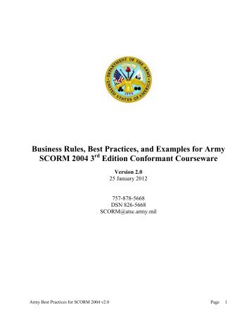 Business Rules, Best Practices, and Examples for Army SCORM ...