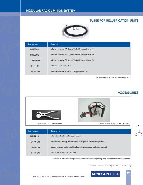 Automatic Lubrication System - Andantex USA Inc.