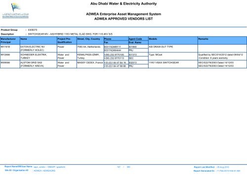 ADWEA's Vendor List