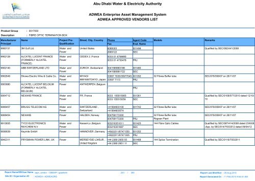 ADWEA's Vendor List