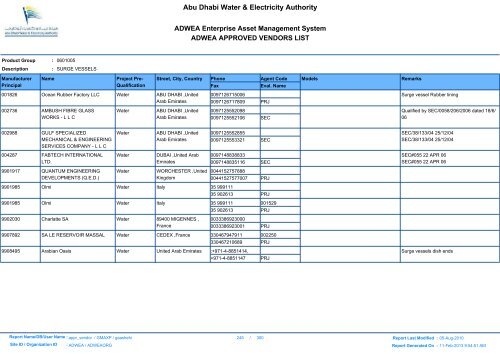 ADWEA's Vendor List