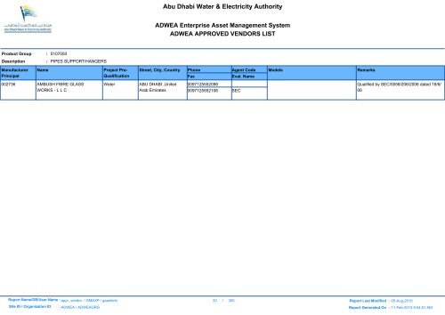 ADWEA's Vendor List