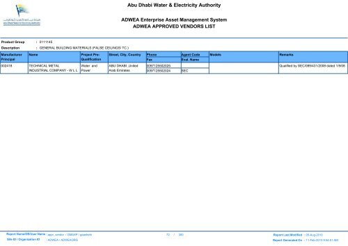 ADWEA's Vendor List