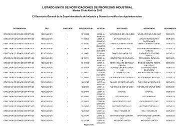 listado unico de notificaciones de propiedad industrial