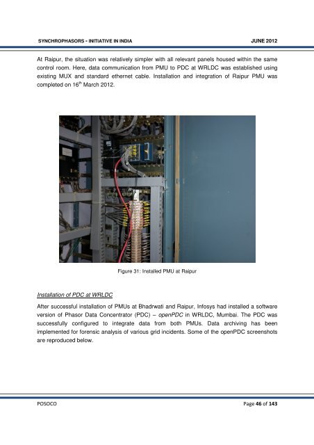 Synchrophasor Initiative in India - erldc