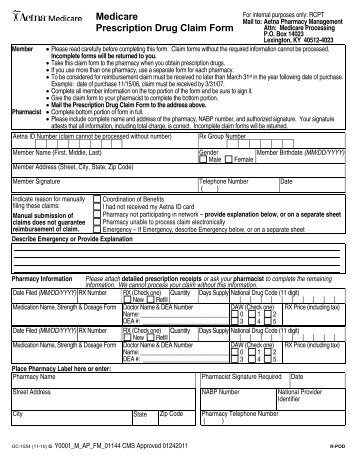 Aetna Medicare Prescription Drug Claim Form