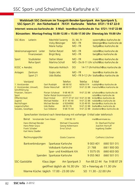 Info2-2012 - Sport und Schwimmclub Karlsruhe eV