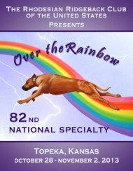 Premium Info Packet - The Rhodesian Ridgeback Club of the United ...