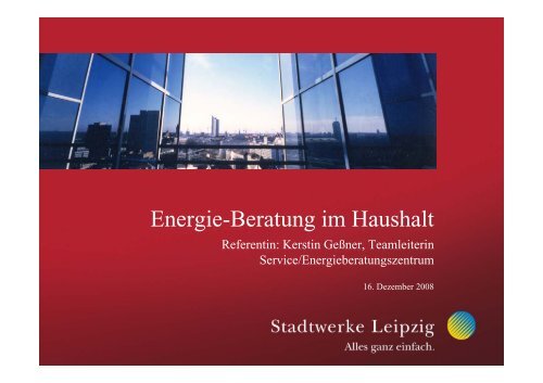 Vortrag: "Energie-Beratung im Haushalt" - IE Leipzig