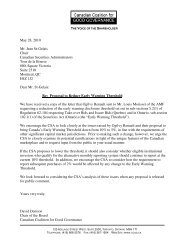 CCGG Letter to the CSA Regarding the Early Warning Threshold