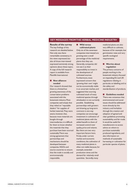 HERBAL HARVESTS WITH A FUTURE - Plantlife