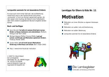 Lerntipps fÃ¼r Eltern & Kids Nr. 11 Motivation - Die Lernbegleiter