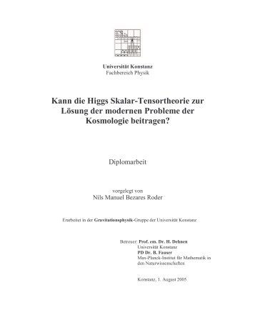 Kann die Higgs-Skalar-Tensortheorie zur Lösung der modernen ...