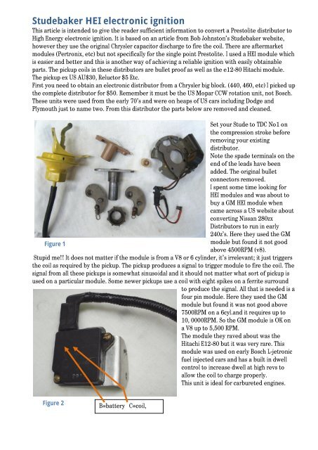 Studebaker Hei Electronic Ignition Studebaker Info Org