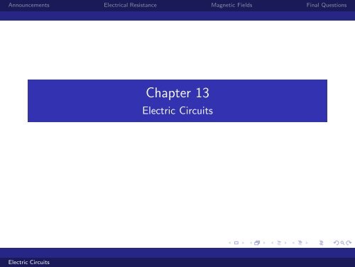 Chapter 13 - Electric Circuits