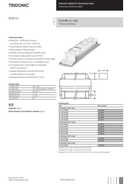 Tridonic Emergency Ballast Wiring Diagram