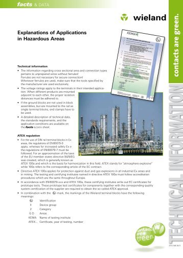 Explanations of applications in hazardous areas - Wieland Electric
